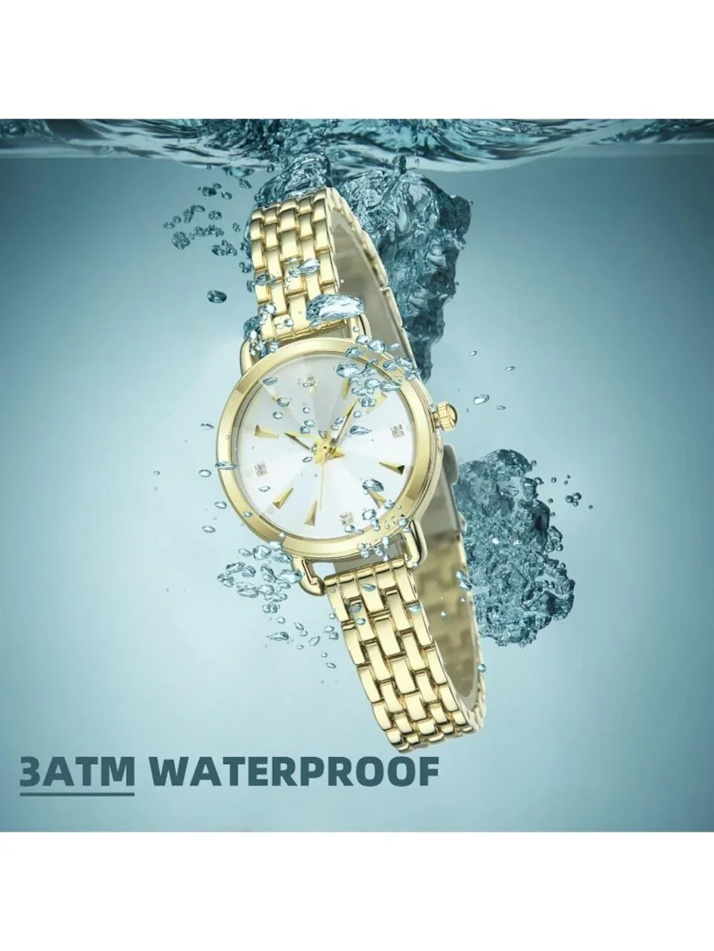 Women's Gold And White Quartz Bracelet Solid Reloj Para Mujer Small Dainty Watch